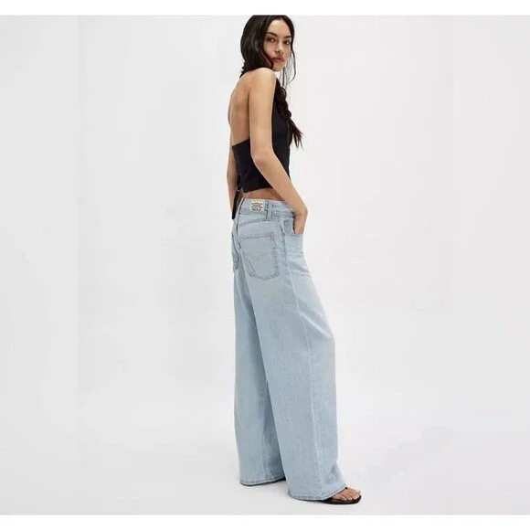 Free People Levi's XL Straight Karmas Coming Baggy Jeans Light Distressed NWT 25 - Picture 3 of 6